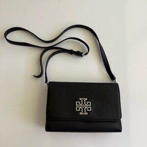 Tory Burch Black Crossbody Bag with Silver Logo